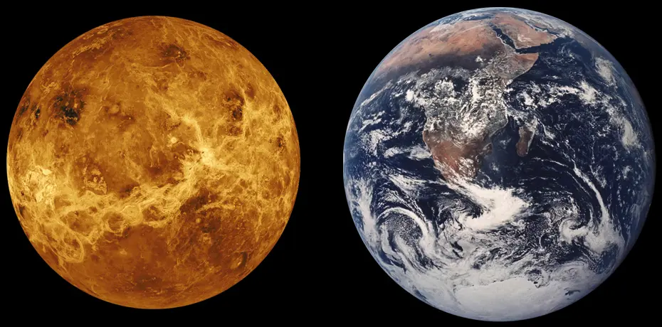 comparación de venus con la tierra