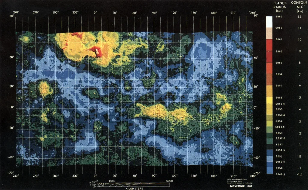 mapa altimétrico de venus por la NASA